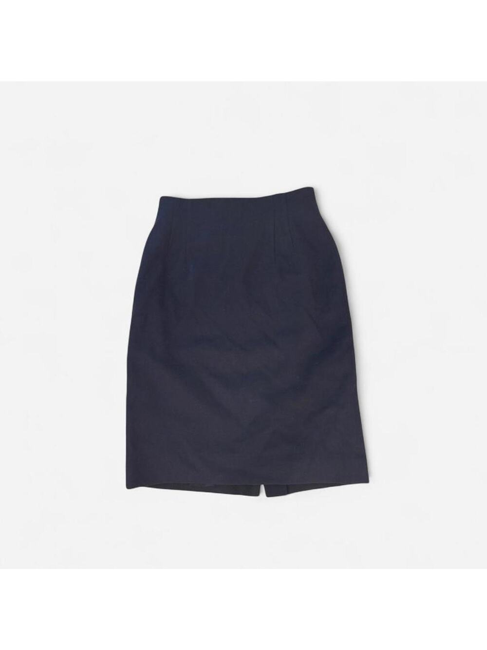 Vintage 1980s pure wool navy blue pencil skirt by Rena Rowan for Saville